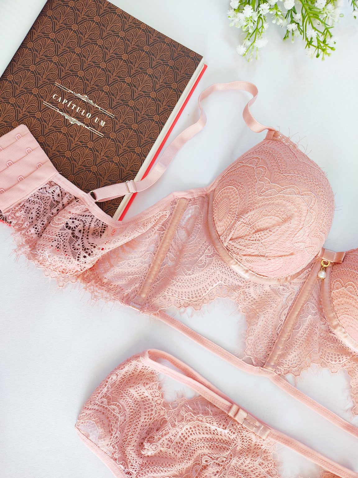 Conjunto Calíope Rosa Voluphia Lingerie Sensual em Brasília