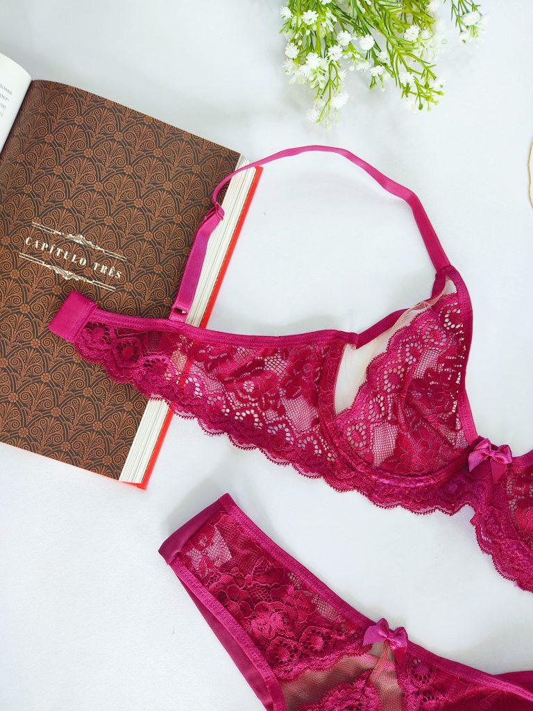 Conjunto Euterpe Rosa Voluphia Lingerie Sensual em Brasília