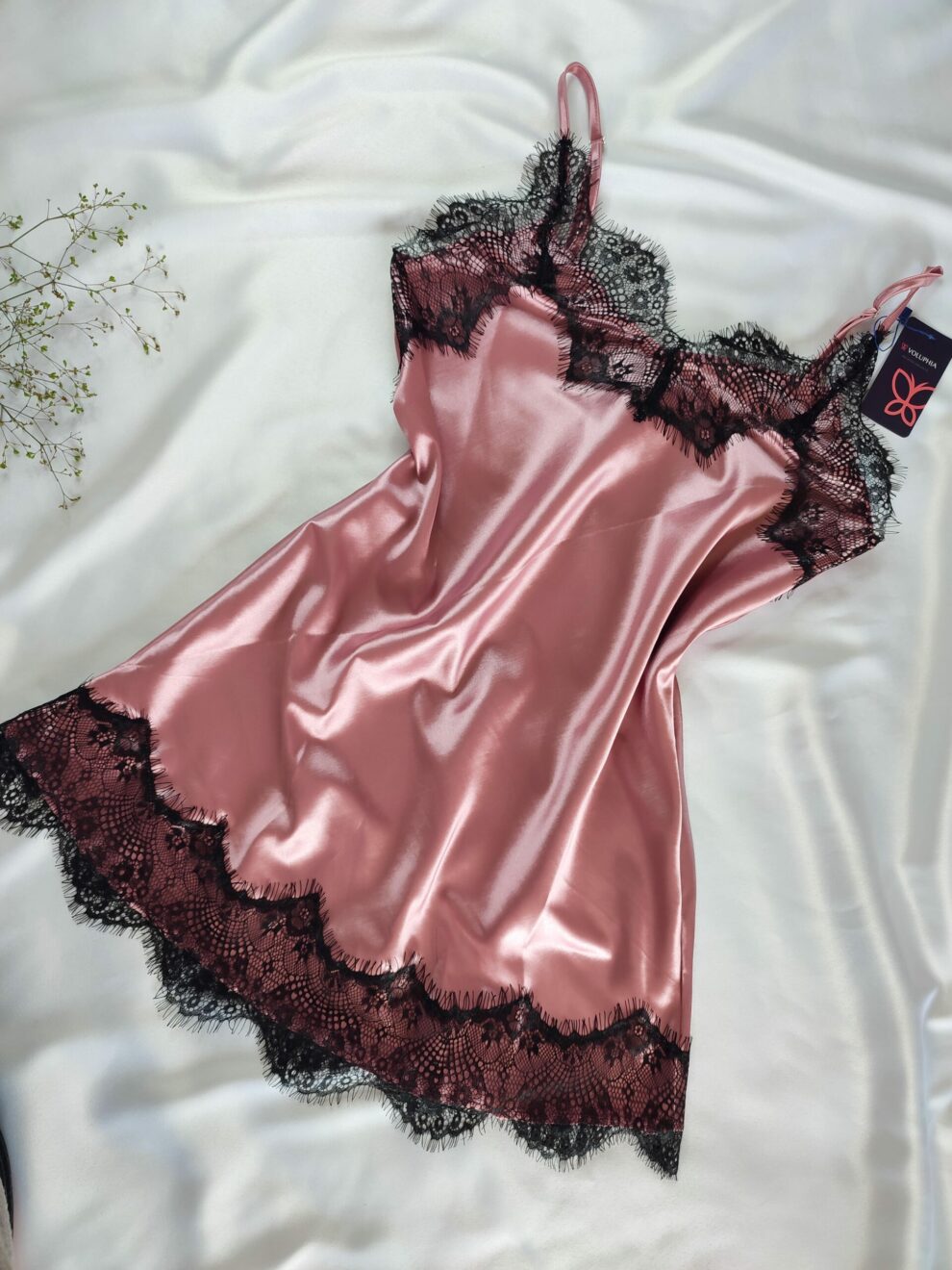 Camisola Cetim Calista Rosa Voluphia Lingerie Sensual Em Bras Lia