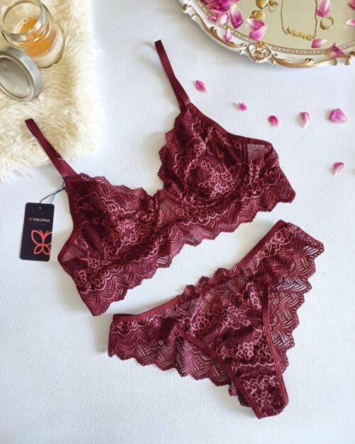 Conjunto Hebe Verde Vinho