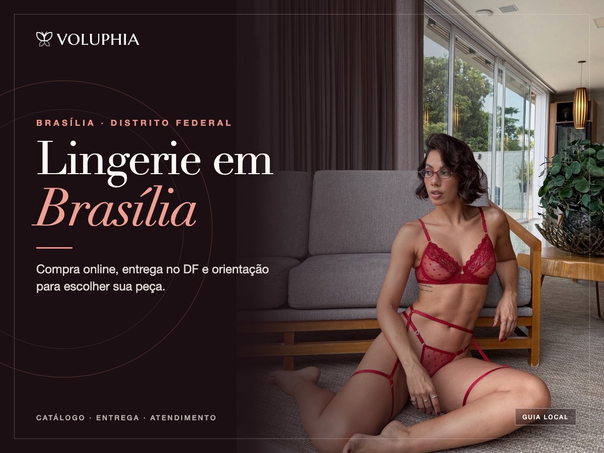 Mulher usando conjunto de lingerie vermelho no guia de lingerie em Brasília